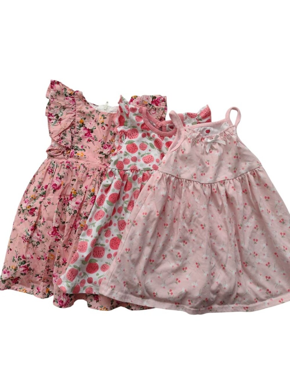 Lot of 3 Pink Summer Dresses 18m Popatu Baby Girl Floral Play Party Sundresses